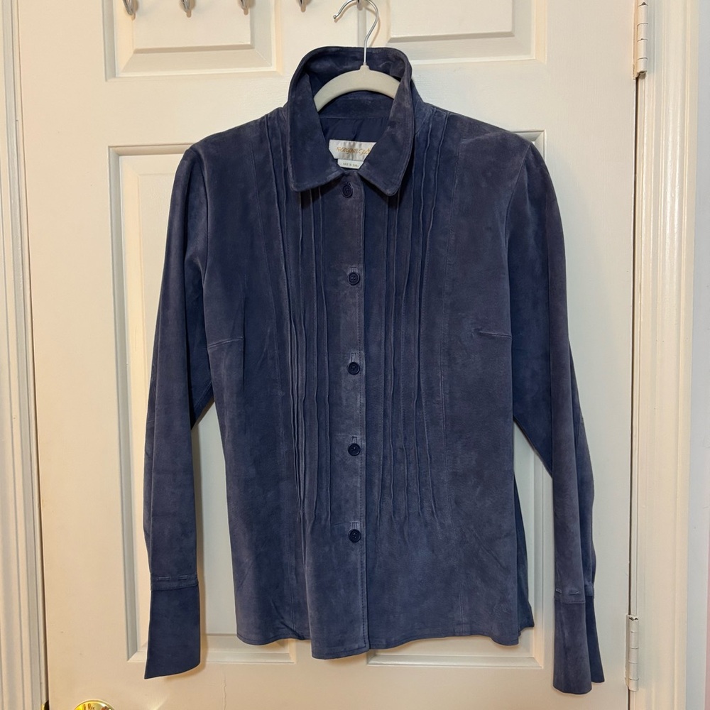 MARGARET GODFREY Blue Suede Jacket